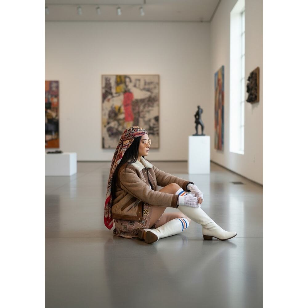 Vintage East West California Shearling Patchwork Suede Bomber Jacket 70s - Picture 7 of 16